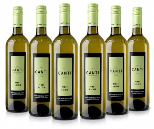 Canti - Pinot Grigio delle Venezie D.O.C., Italian White Dry Wine, Fresh Flavor With a Fruity and Round Taste, 6x750 ml