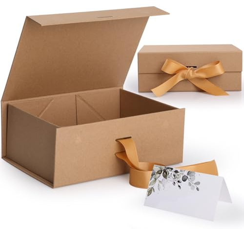 Geschenkbox,GeeRic Verpackungswelt Geschenk-Box mit Deckel 22 * 16 * 8.8cm Premium Geschenkbox mit Magnetverschluss und Geschenkband für Feiertage Hochzeit