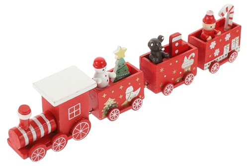BCOATH Weihnachtlicher Holz-Zug Mini Weihnachtsdeko Tischdekoration Detailreiches Holzspielzeug Festliche Szenerie Geschenkidee