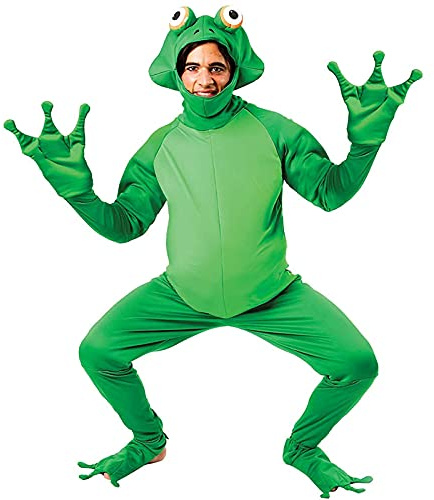 FeMereina Unisex Halloween Frog Costume Frog Onesie Jumpsuit with Webbed Hands and Boot Covers for Halloween Party (Green, L)