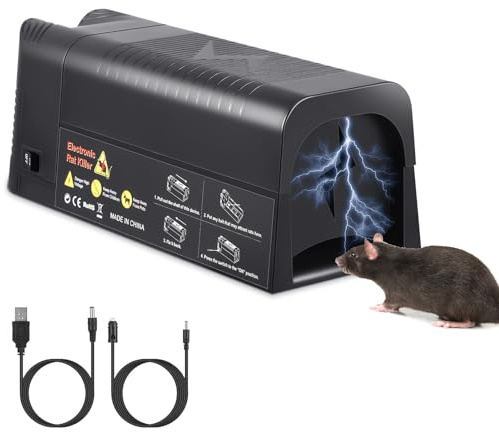 Elektronische Mausefalle, Elektrische Mausefalle Tötet Sofort, Mausefalle für Innenbereich, Wiederverwendbare Schädlingsbekämpfung Gegen Mäuse & Ratten, Effektive Nagetierfalle für Küche Garage Keller