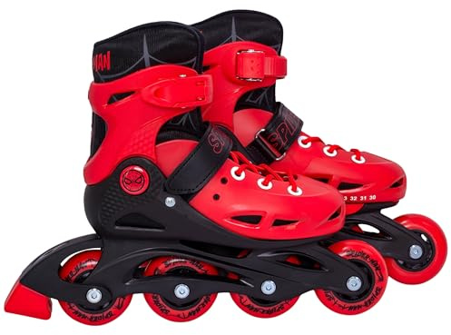 Marvel Spider-Man verstellbare Rollschuhe für Jungen, sicher und bequem, Rot-Schwarz (Rot, 30–33 EU)