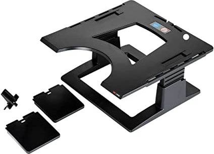 3M Adjustable Laptop Stand, Raise Screen Height to Reduce Neck Strain, 3 Height Adjustment, Large Platform for Docking Station, Non-Skid Base Keeps Laptop Secure, Cable Management, Black (LX500)