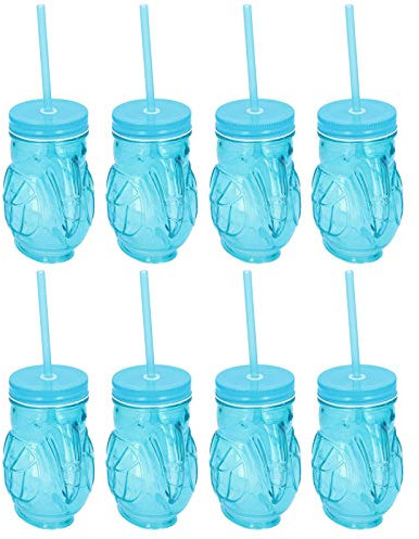 HAC24 8er Set Trinkgläser in Tukan Optik Cocktail Gläser mit Deckel und Trinkhalm Bar Cocktailgläser Longdrinkgläser Partygläser