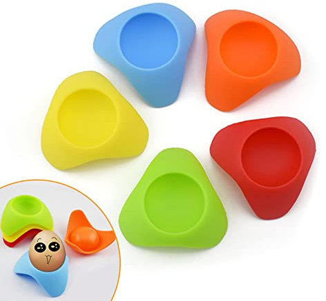 SwirlColor Eierbecher Halter Rack Silikon Eierbecher Stapelbar Ostern Bunt Design (Packung à 5)