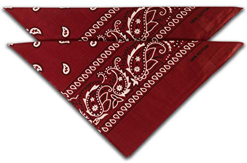 fashionchimp Nicki-Halstuch aus 100% Baumwolle im 2er Set, Unisex Bandana, AZO-Frei (Dunkelrot)