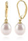 PAVOI 14K Yellow Gold Plated Freshwater Cultured Pearl Earrings Leverback Dangle Studs - Handpicked AAA Quality - 10mm