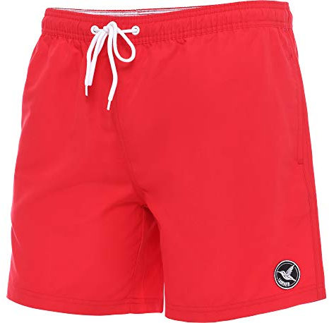 Ladeheid Costume Uomo Mare Classico Lunghezza con Taschino, Medium Drawstring, Fodera Rete, Costumi da Bagno, Boxer per la Spiaggia, la Piscina e Il Surf LA40-128 (Rosso, XL)