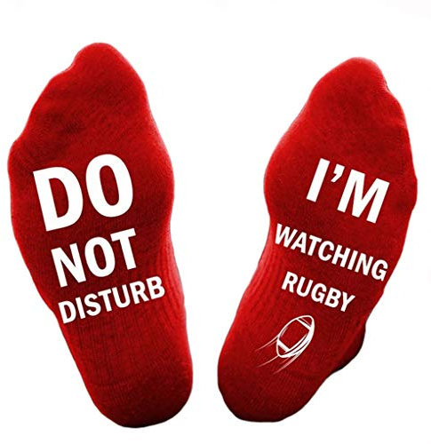 Himozoo Lustige Socken mit Aufschrift Do Not Disturb I'm Watching Football oder Rugby, für Damen und Herren, Rugby, Fußballliebhaber, Geschenke