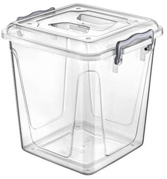 Clear Plastic Storage Box with Lid Kitchen Pantry Food Pasta Flour Cereal Stackable Container Tub (11 Litre)