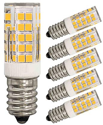 Mjiuzhou E14 LED Light Bulbs Equivalent to 40W 50W Halogen Warm White 3000k 5W 480 Lumen 220V 360° Beam Angle Energy Saving Small Fan Bedroom Night Base Ceiling Lamp Chandelier 5 Pack