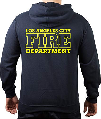 FEUER1 Hoodie Navy, Los Angeles City Fire Department, neon Yellow (XL)