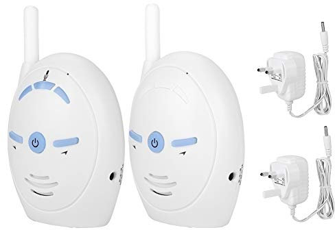 Moniteur pour bébé, 2,4 GHz sans fil Audio numérique pour bébé Moniteur Nanny Intercom Camera Alarme électronique avec capteur de température(White UK)