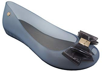 IVACHY Womens Jelly Ballet Shoes, Bow Details Slip-On Flats, Comfy Ladies Casual Wear Every-Day Closed Toe Ballerina Pumps Blue