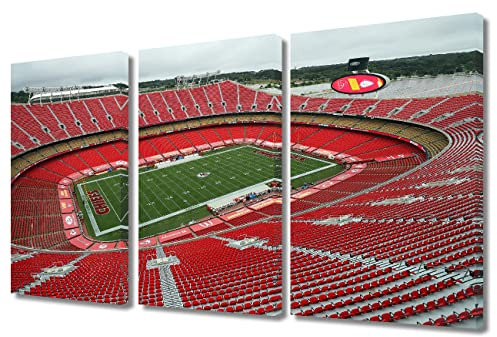 TUMOVO American Football Gemälde für Wohnzimmer Chiefs Sport Stadion Dekoration Kansas City, Missouri Drucke auf Leinwand, Giclée-Kunstwerk, fertig zum Aufhängen, 91.4 cm Bx61 cm H