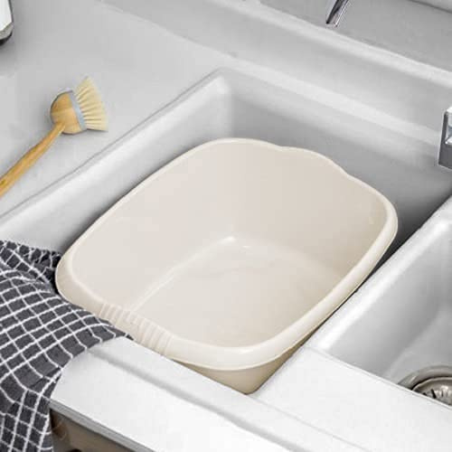 TENLITE Rectangular Washing Up Bowl Wash Up Dish washing Washtub, Approx 12 Litre, 39 x 32 x 16 cm - (Soft Cream, 39cm Rectangular Bowl)