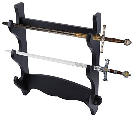 Wakects Support D'épée Mural Support D'épée Support en Bois 3 Places Présentoir pour Couteau Japonais et Katana, Ninja et épée de Samouraï