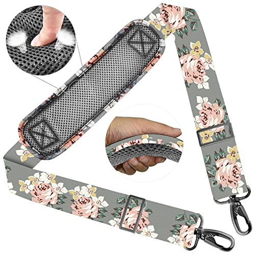 ZINZ 58 Bandoulière Universelle avec Rembourrage Fixe Ultra-épais et Double Boucles d'Équilibrage pour Sac de Voyage,Sac pour Ordinateur Portable, Sac à Bandoulière,Gris Rose US
