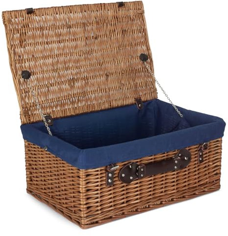 Red Hamper EH151N Wicker 55cm Double Steamed Picnic Basket with Blue Lining