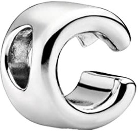 GHMIOU Buchstaben Charms 925 Sterling Silber Alphabet Charm Anhänger für Europäischen Armband Halskette (C)