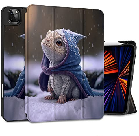 MEEgoodo Schutzhülle für iPad Pro 12.9 M2 6./5./4./3. Generation 2022 2021 2020 2018, Hülle mit dreifach faltbarem Ständer + Stifthalter + Auto Wake/Sleep + TPU-Schutzhülle mit Ständer für Kinder,