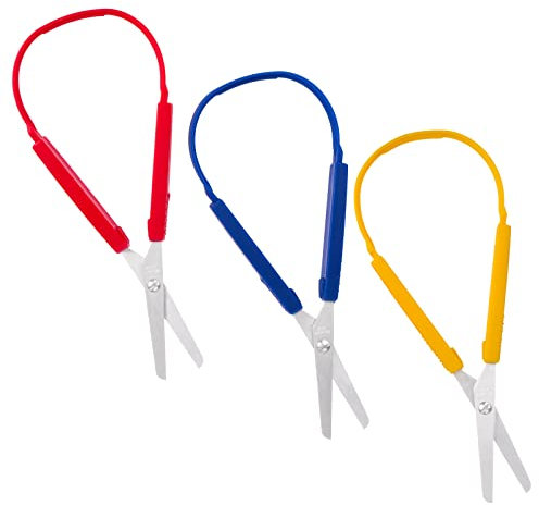 3 Stück Schlaufenschere für Kinder 19 cm Mini Handwerk Kleinkind Schere Bunte Kinderschere mit Adaptivem Griff Selbstöffnendes Leicht zu Offnende Vorschulalter Haushaltsschere