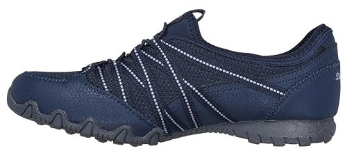 Skechers Bikers Lite Relive, Zapatos sin cordones Mujer, Navy Mesh/ Duraleather/ Light Blue Trim, 35.5 EU