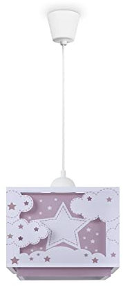 Paco Home Hängelampe Kinderzimmer Deckenlampe Pendelleuchte Lampenschirm Stoff E27 Mond Im Dunkeln Leuchtend