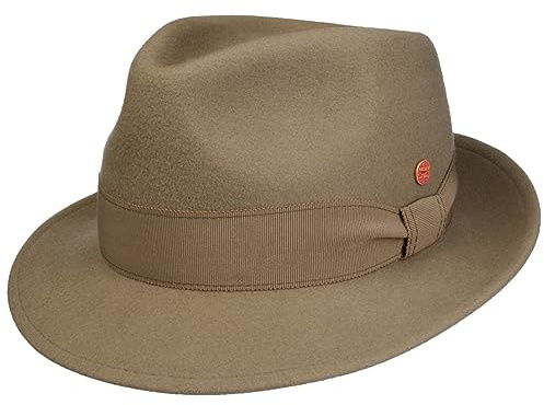 Mayser Manuel Bogarthut Fedora Filzhut Herrenhut Ripsband Handmade Made in EU Damen Herren Sommer Winter Hellbeige 60 cm