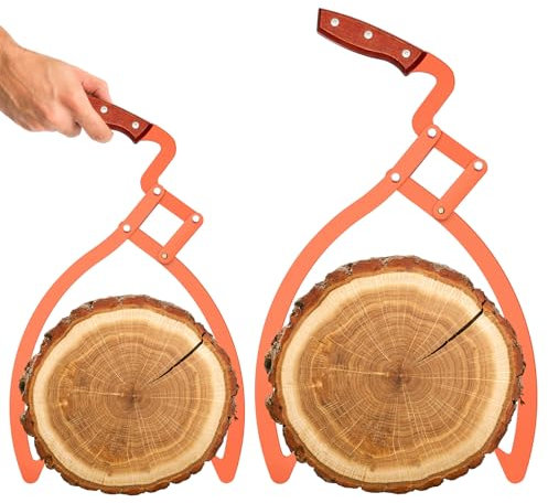 Blulu 2 Stück 49,7 cm, 32,6 cm, 2 Krallen Holzzangen mit rutschfestem Griff, Edelstahl, Handgriff, Holzheber, Handgriff, Ziehen, Tragewerkzeug zum Bewegen von Holzbäumen