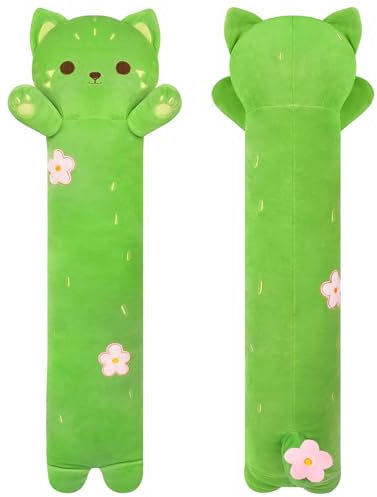 MUFEIRUO Lange Katzen Kissen Kuscheltier - 60cm Lange Katze Kissen Plüschtiere Stofftier Kissen - Süße Langes Kakteen Katze Plüsch Kissen Kinder Freundin