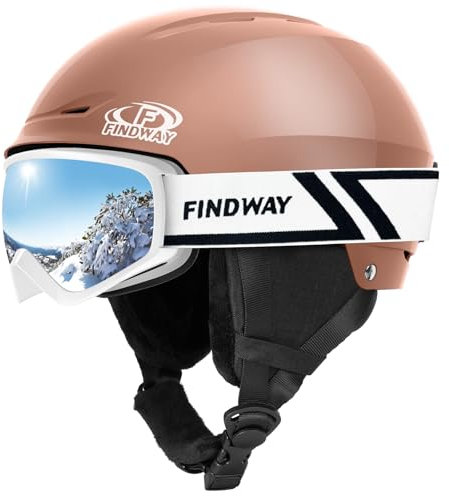 Findway Skihelm und Skibrille Set, SnowboardHelm mit Brille für Damen und Herren Erwachsene Skihelme für Männer, Frauen und Jugendliche