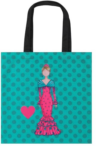 IllustrArte Tote Bag by Flamingo-Design, waschbar und bequem, Stoffbeutel 38 cm x 38 cm, dicker Stoff, 340 g/m², faltbare Einkaufstasche, Stoffbeutel, wiederverwendbare Tasche, grün
