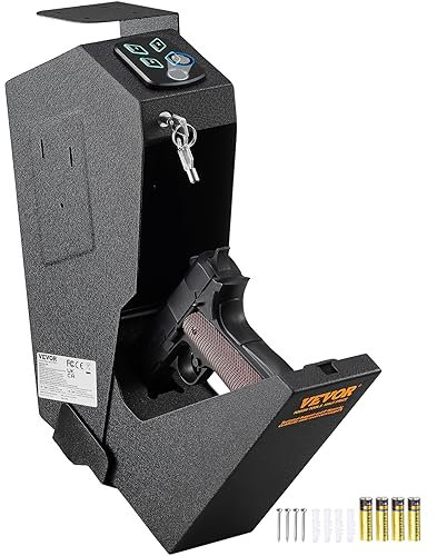 VEVOR Cassaforte per Pistole in Acciaio Cassaforte Biometrica per 1 Pistole 3 Modi di Tasti Sblocco per Impronte Digitali Combinazione per Gioielli Documenti Pistole Uso Domestico Cassaforte Pistole