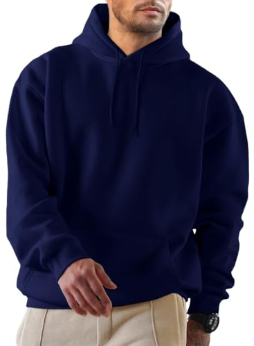 JMIERR Herren Fleece gefüttert Hoodie mit Taschen Warm Pullovers S-5XL | Gemütlicher Pullover mit Fleece-Futter, verstellbare Schnürhaube, Kängurutasche, regelmäßige Passform, Maschinenwasche