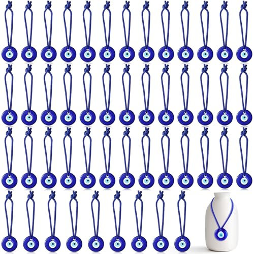 Jexine 50 Stück türkische blaue böse Blick-Perlen Glasanhänger, 4,1 cm