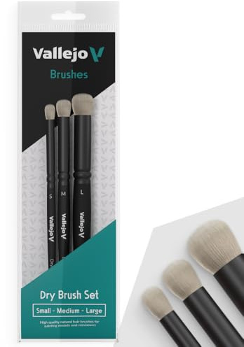 Dry Brush, Set S, M, L | Miniatur-Pinsel, klein, mittel, groß, leichte und ergonomische Holzgriffe, Kunstbedarf