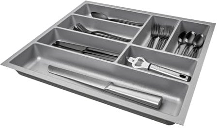 SO-BOX 3 Besteckkasten Breite 39,1 cm, Tiefe 47,3 cm mit silbergrauer Kanvas-Struktur für 50er Schubladen von Nobilia ab August 2012 und weitere Küchen