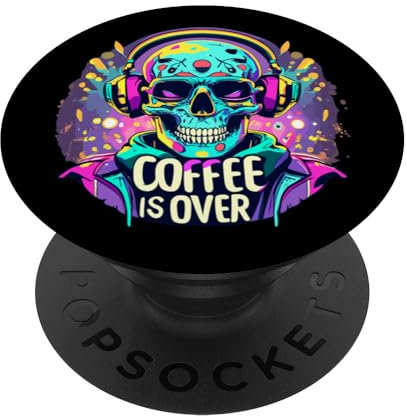 Cool Coffee Is Over Cuffie Skull Coffee Drinker PopSockets PopGrip Intercambiabile