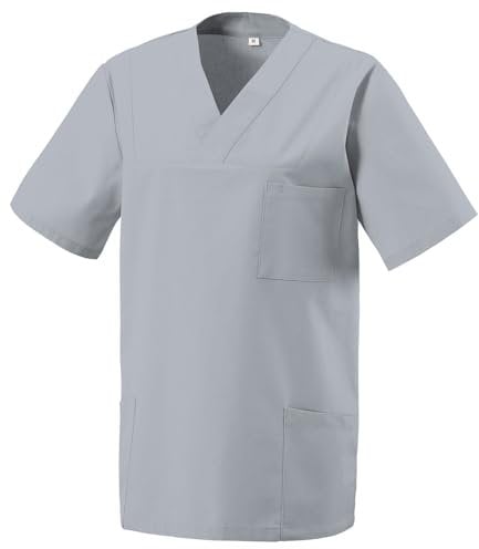 EXNER Medizinischer Schlupf-Kasack, OP-Kasack, Unisex, für Krankenpflege, Altenpflege, Farbe Silbergrau, Größe 4XL