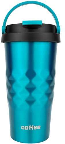 Disoza Blau Kaffee to go 500 ml Thermobecher Kaffeebecher Thermobecher Becher mit Deckel Termokaffeebecher Trinkbecher mit Deckel Travel Coffee Mug Kaffeebecher to go