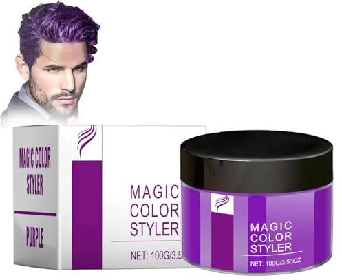 Magic Color Styler,Magic Hair Color Wax,Magic Color Haarfarbe, Buntes Haarwachs Haarfarbe,Temporäre Auswaschbar Haarwachs Farbe,Haarfarbe Wachs zum Ändern der Haarfarbe für Männer Frauen (Lila, 100g)