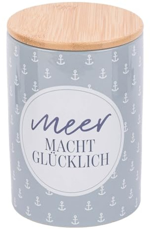 La Vida Vorratsdose Porzellan Bambusdeckel Meer Macht glücklich blau 11x16cm