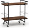 KOMFOTTEU Carrello da bar su ruote, carrello da portata industriale con portabottiglie e maniglie, carrello da cucina mobile, 80 x 40 cm, per bar di casa, cucina, marrone
