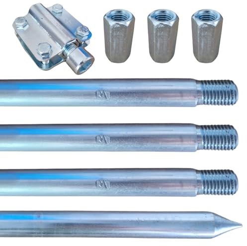 BLYSKAWICA – Erdungsspieß - Erdungsstab - Staberder - Erdspieß Erdung - Kreuzerder - Tiefenerder - verzinkter Stahl – Erdungsstange – Größe - 1,5m Ø20-6m (4x1,5m)