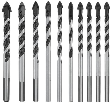 UILYNIU 10 Pezzi Punte per Gres Porcellanato, Punte Trapano Metallo, Punta Trapano Vetro Professionali, Kit Punte Trapano, per ceramica, piastrelle, cemento, vetro, plastica, muratura e legno