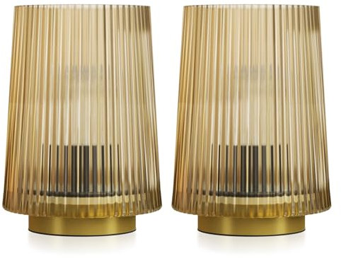 uuffoo 2er-Set Batteriebetriebene Glas-Tischlampen mit Timer - Tragbare Kabellose Ambientelampen für Schlafzimmer, Schreibtisch und Wohnzimmer