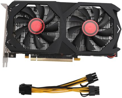 RX580 8GB Graphics Card, GDDR5 256-bit, Dual Fan Cooling, High Performance Gaming GPU, PCI Express 3.0, DirectX 12, Vulkan, OpenGL, HDMI DP DVI, Compatible with Desktop PC, Workstation, Video Editing