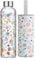 Autsel Glass Water Bottle 500ml Artistic Glass Drinking Bottle with Lid Leak Proof Borosilicate Water Bottle with Protection Sleeve, Fine Gifts for Girls and Women