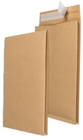 Faltentasche Versandbeutel DIN B4 250 x 353 mm - Versandtaschen Umschlag ohne Fenster mit 20/40 mm Höhe